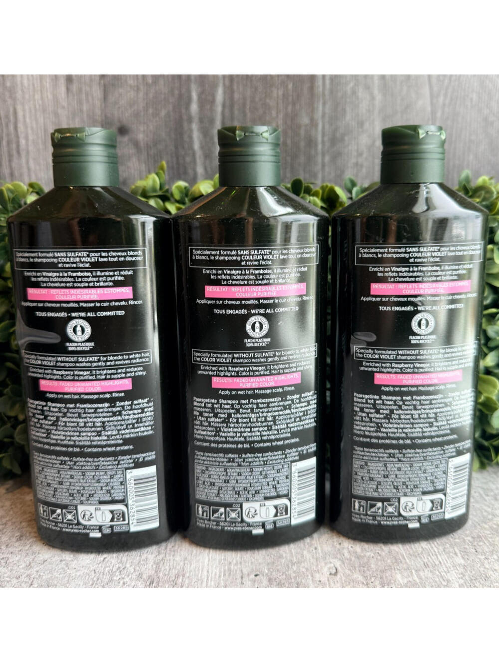 Yves Rocher Color Violet with Raspberry Vinegar Shampoo - LOT OF 3 - Picture 2 of 2